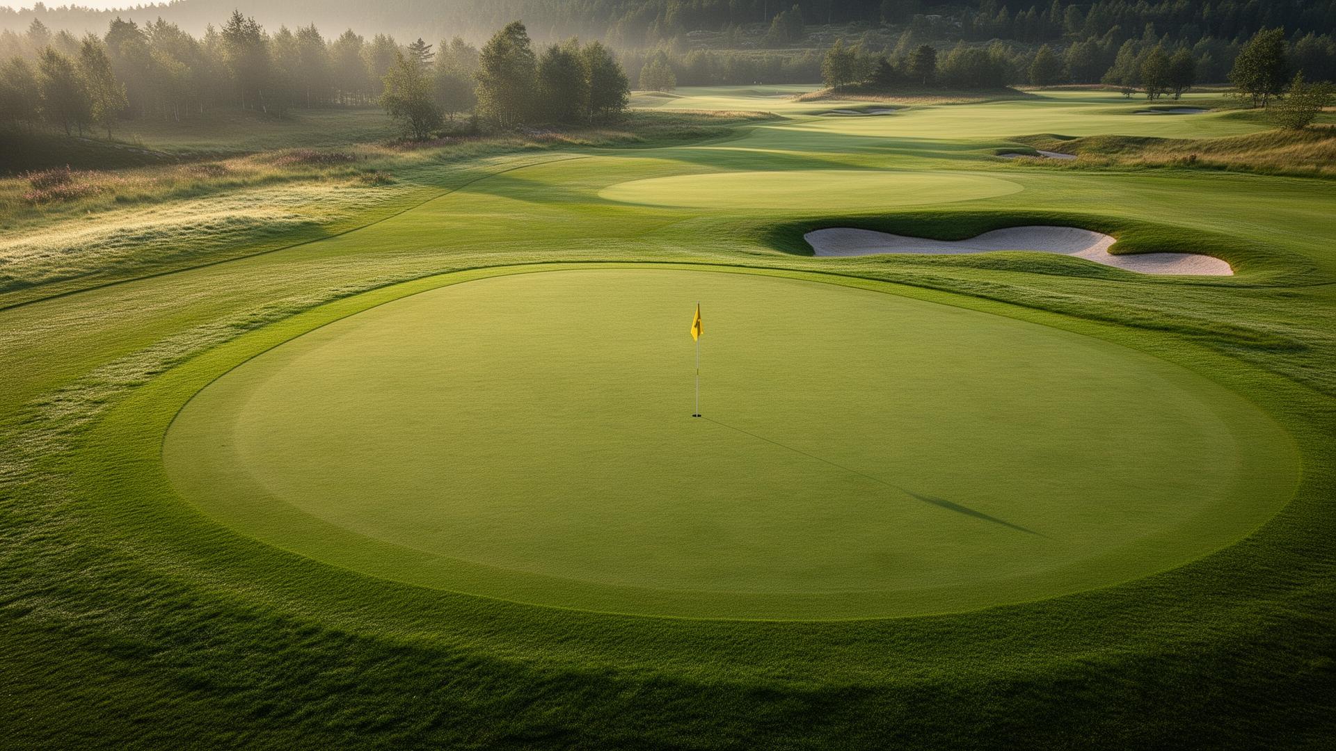 Norsk golfbane sett ovenfra